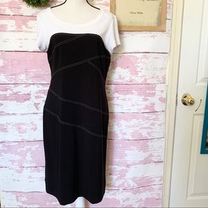 JOSEPH RIBKOFF Women’s Black White Short Sleeve Colorblock Side zipper Dress 10